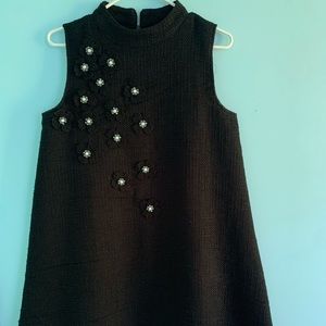 Black a line dress with flower details